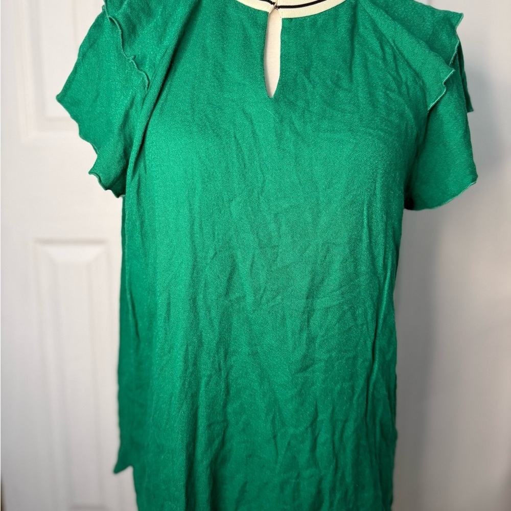 Scotch & Soda Vibrant Green Blouse with Keyhole Neckline